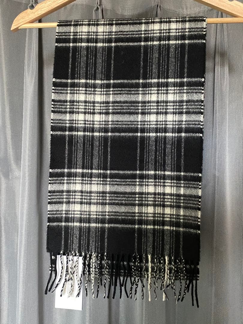 Johnstons of Elgin カシミアストールマフラー ブラックチェック