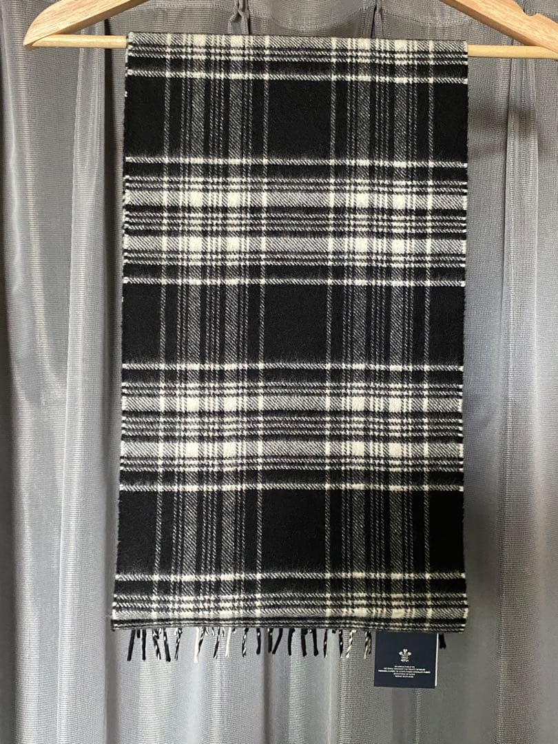 Johnstons of Elgin カシミアストールマフラー ブラックチェック