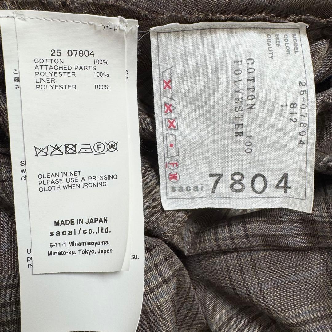 極美品 今期モデル サカイ ミディアムワンピース 1サイズ 25-07804