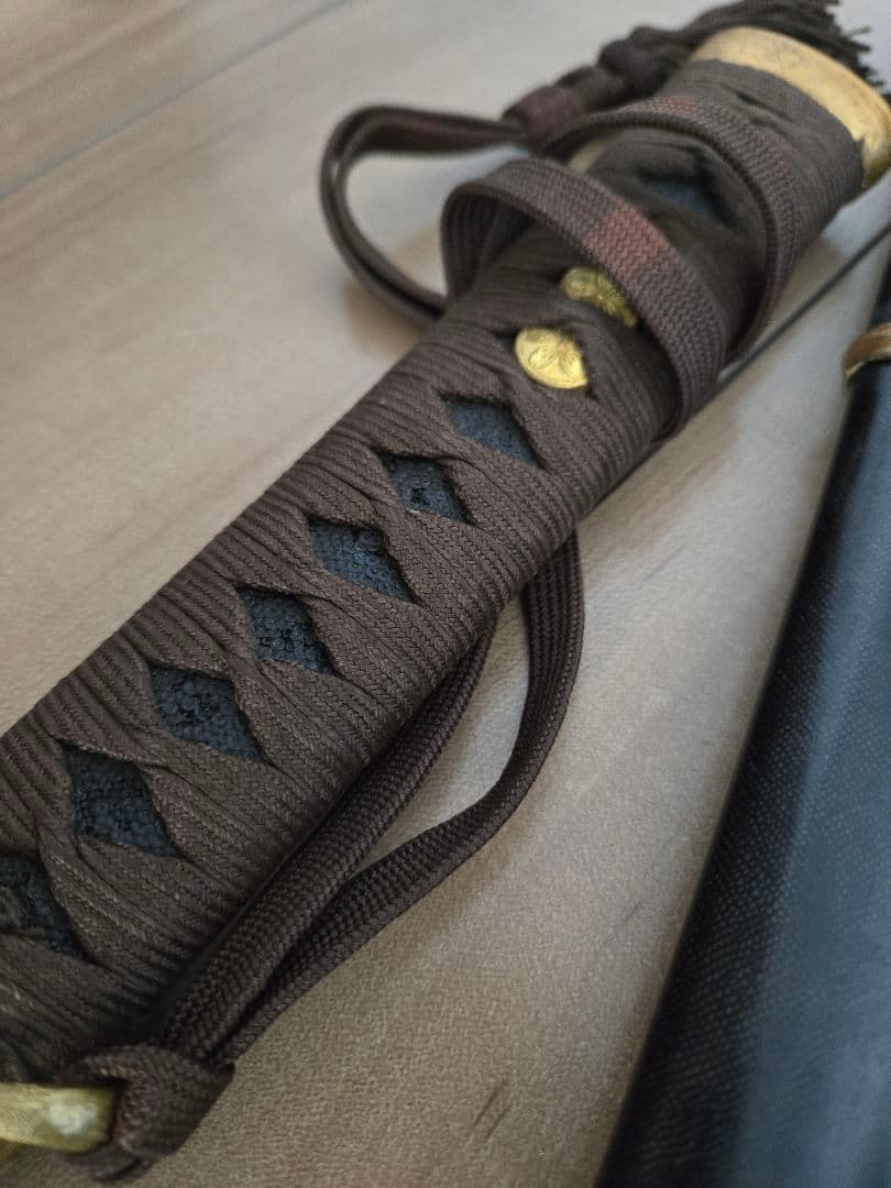 第二次大戦頃実物　海軍士官軍刀拵え　鮫鞘　希少短寸(航空士官)　刀緒付き