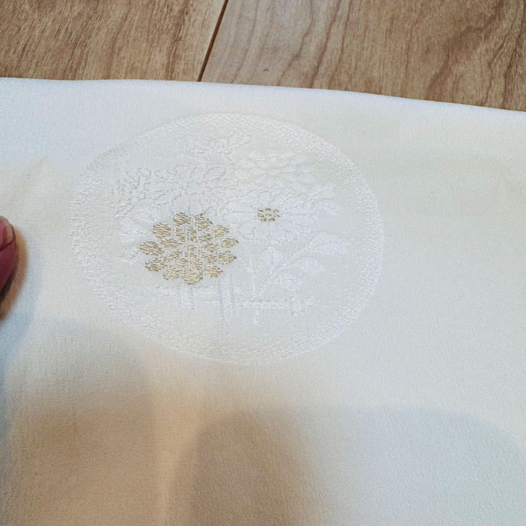 超美品　正絹　振袖用　帯揚げ　帯締め　帯飾り　4点セット　金　白　ちりめん