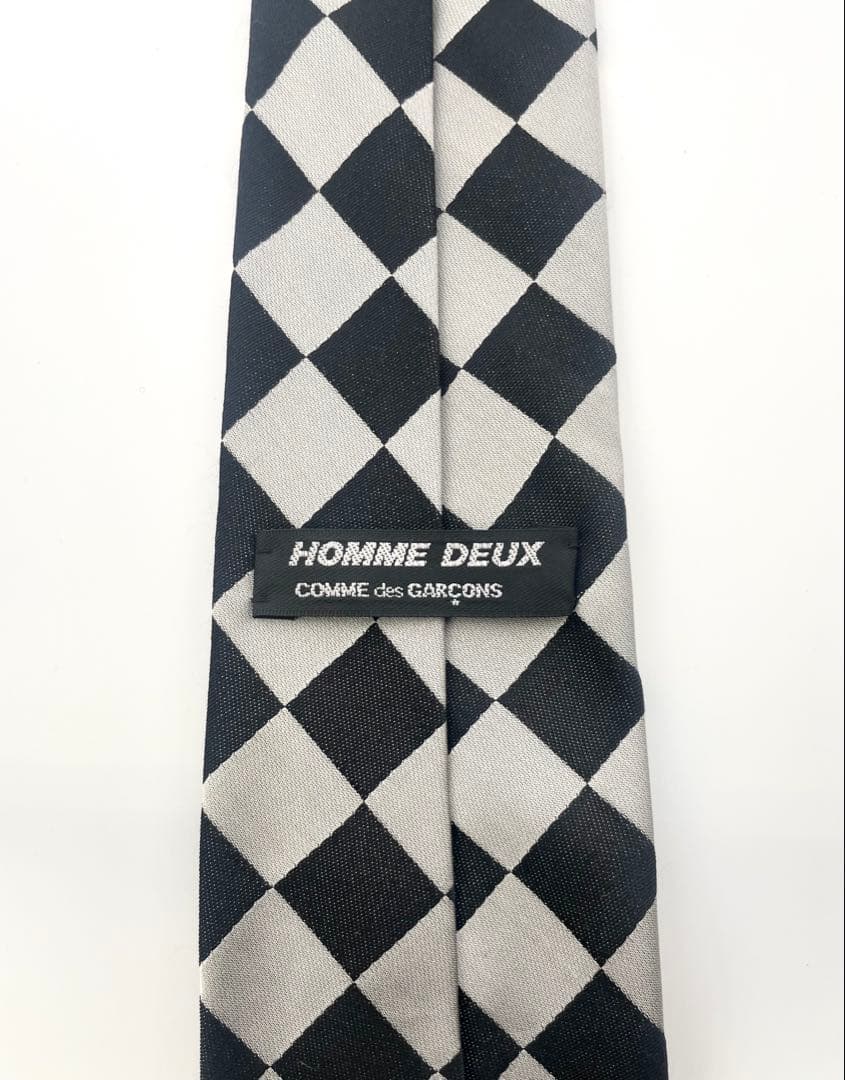 美品 コムデギャルソン ネクタイ ハイブランド ブラック シルバー チェック柄