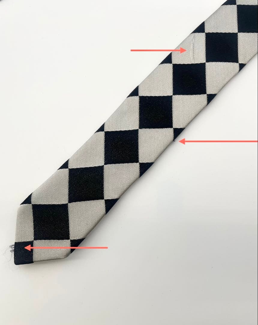 美品 コムデギャルソン ネクタイ ハイブランド ブラック シルバー チェック柄