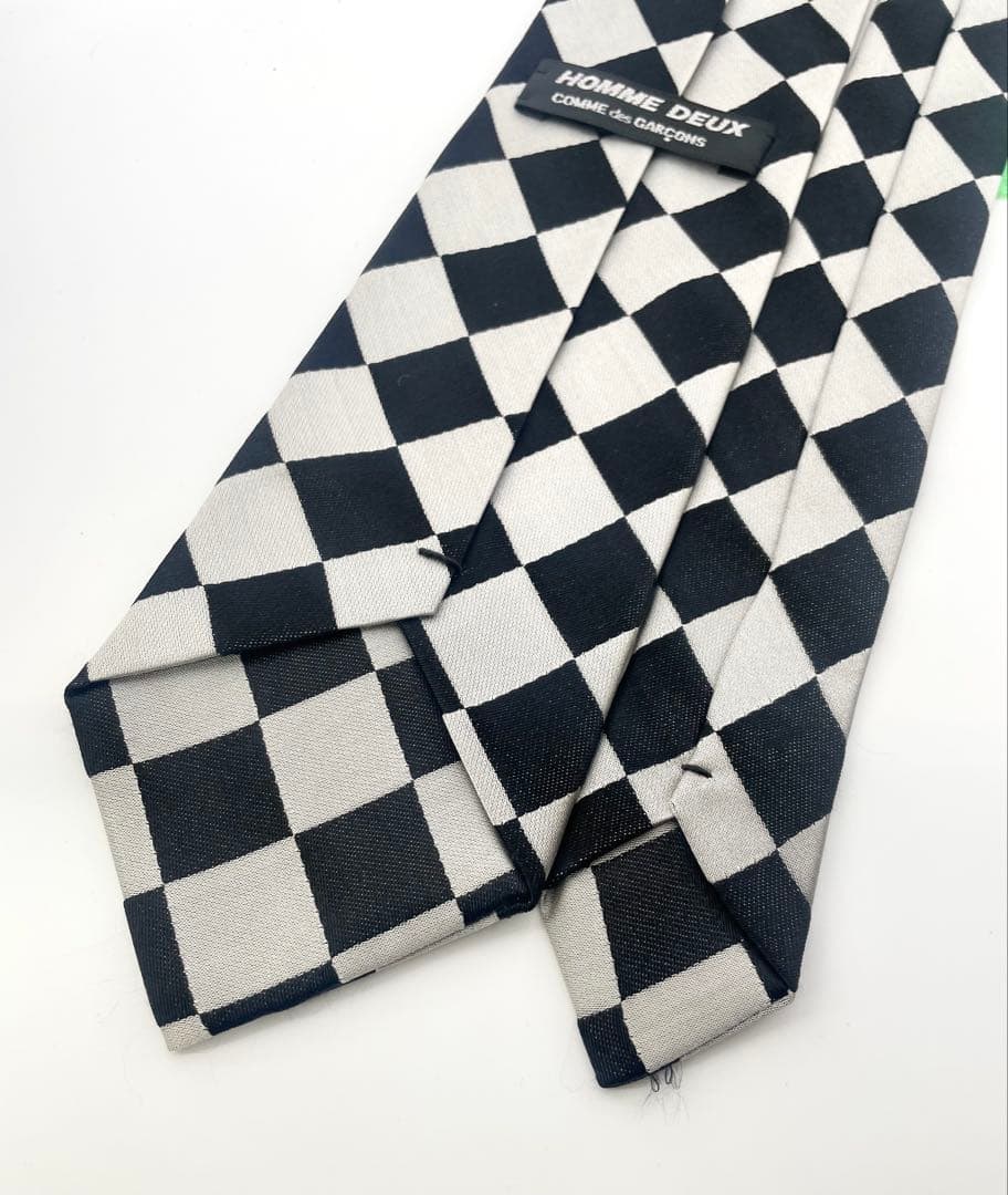 美品 コムデギャルソン ネクタイ ハイブランド ブラック シルバー チェック柄