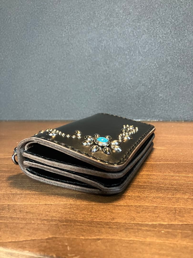 ミニウォレット　フラワー　ターコイズ　シルバー