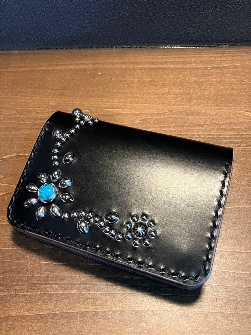 ミニウォレット　フラワー　ターコイズ　シルバー