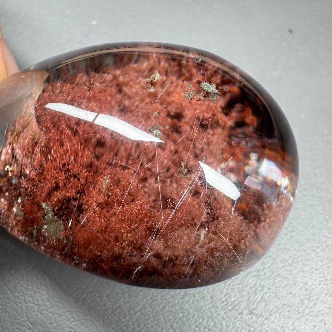 コレクション級❗️レア❗️ガーデンクォーツ 赤　ルチルクォーツ共生　天然石ネックレス