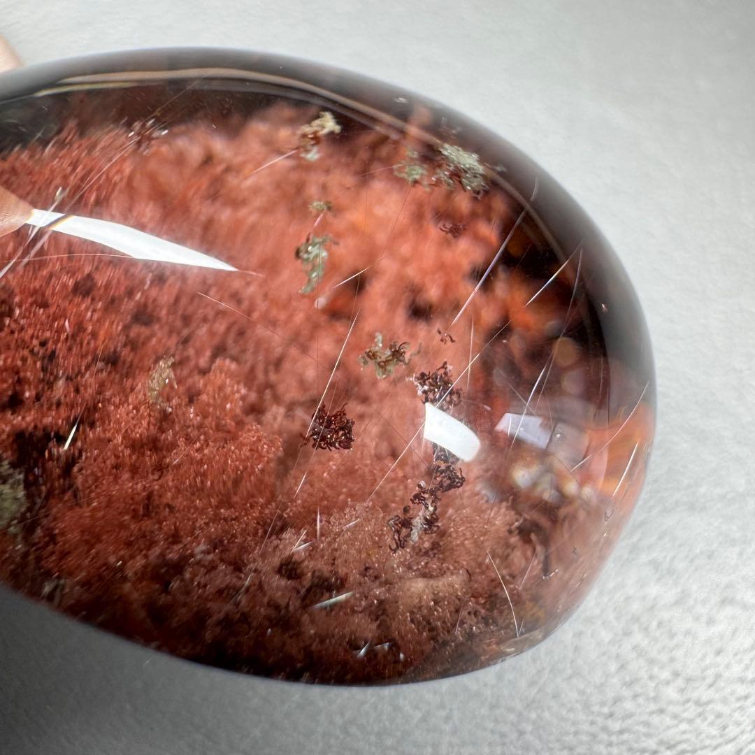 コレクション級❗️レア❗️ガーデンクォーツ 赤　ルチルクォーツ共生　天然石ネックレス