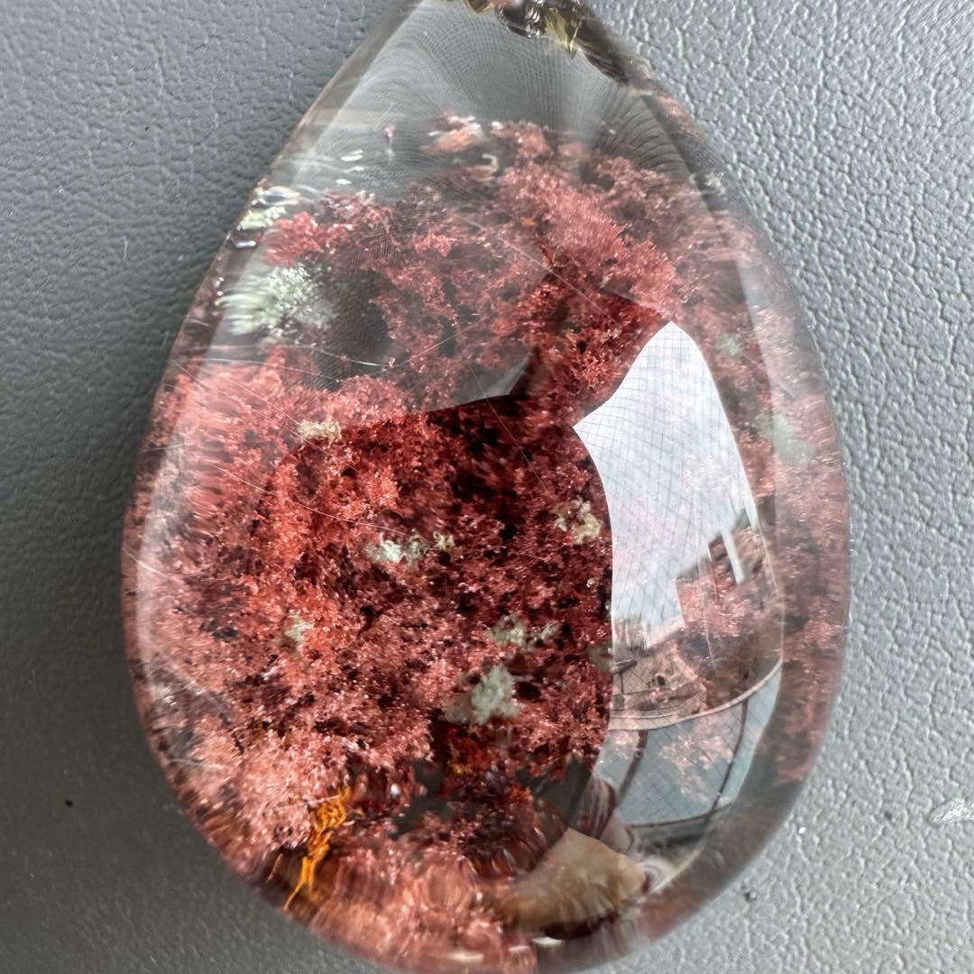 コレクション級❗️レア❗️ガーデンクォーツ 赤　ルチルクォーツ共生　天然石ネックレス