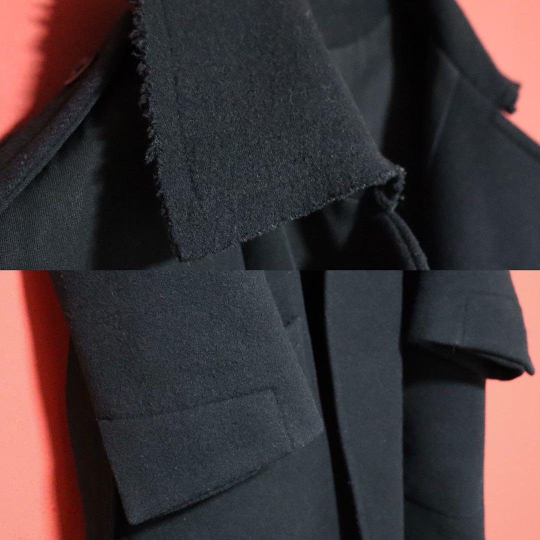 【モード】Y's ヨウジヤマモト ナイロン切替 ベルト ほつれ加工 ロングコート