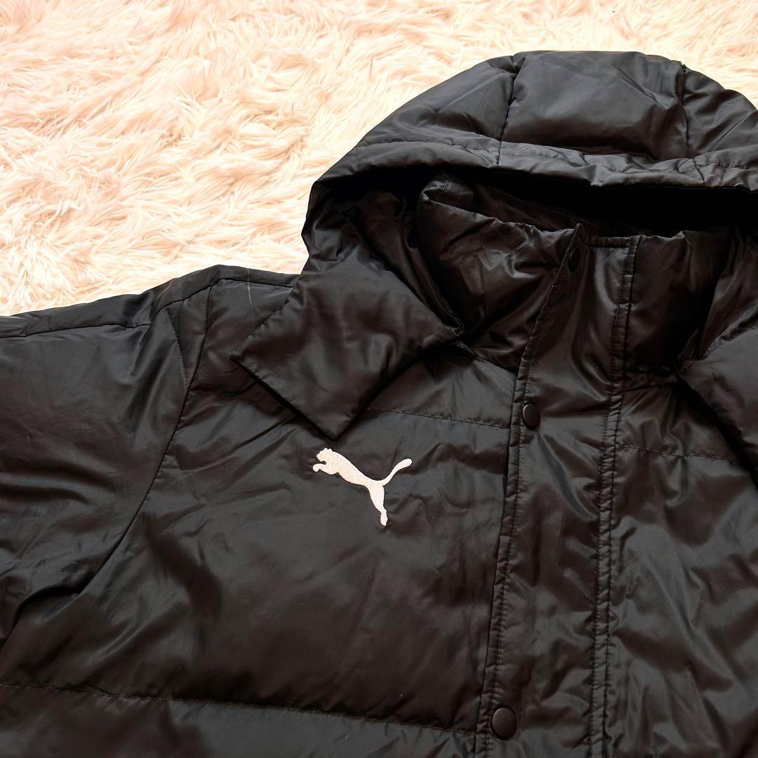 【美品】PUMA　プーマ　ダウン　2way ベンチコート　ロング　黒　サイズ感L