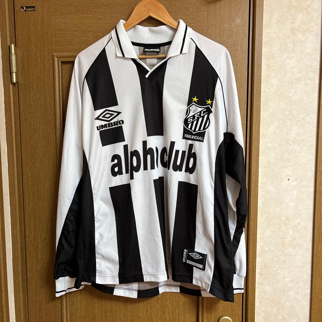 激レア　UMBROアンブロ　サントス　サッカー　ユニフォーム　襟あり　ストライプ