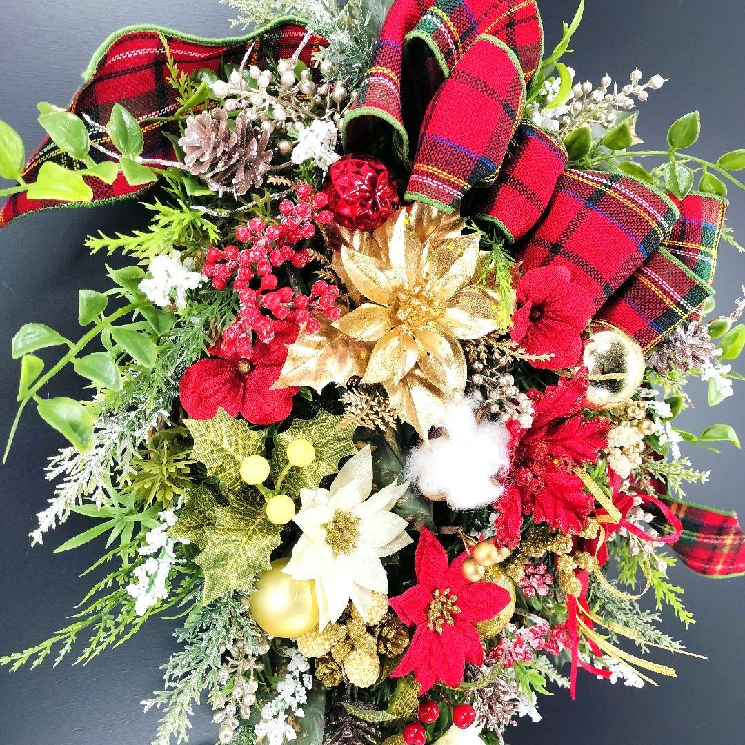 商品名【聖鈴】ゆきこ❤ポインセチアのクリスマスリース* 冬リース