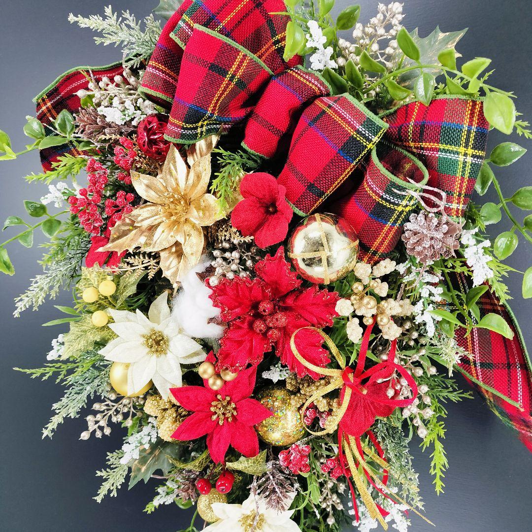 商品名【聖鈴】ゆきこ❤ポインセチアのクリスマスリース* 冬リース
