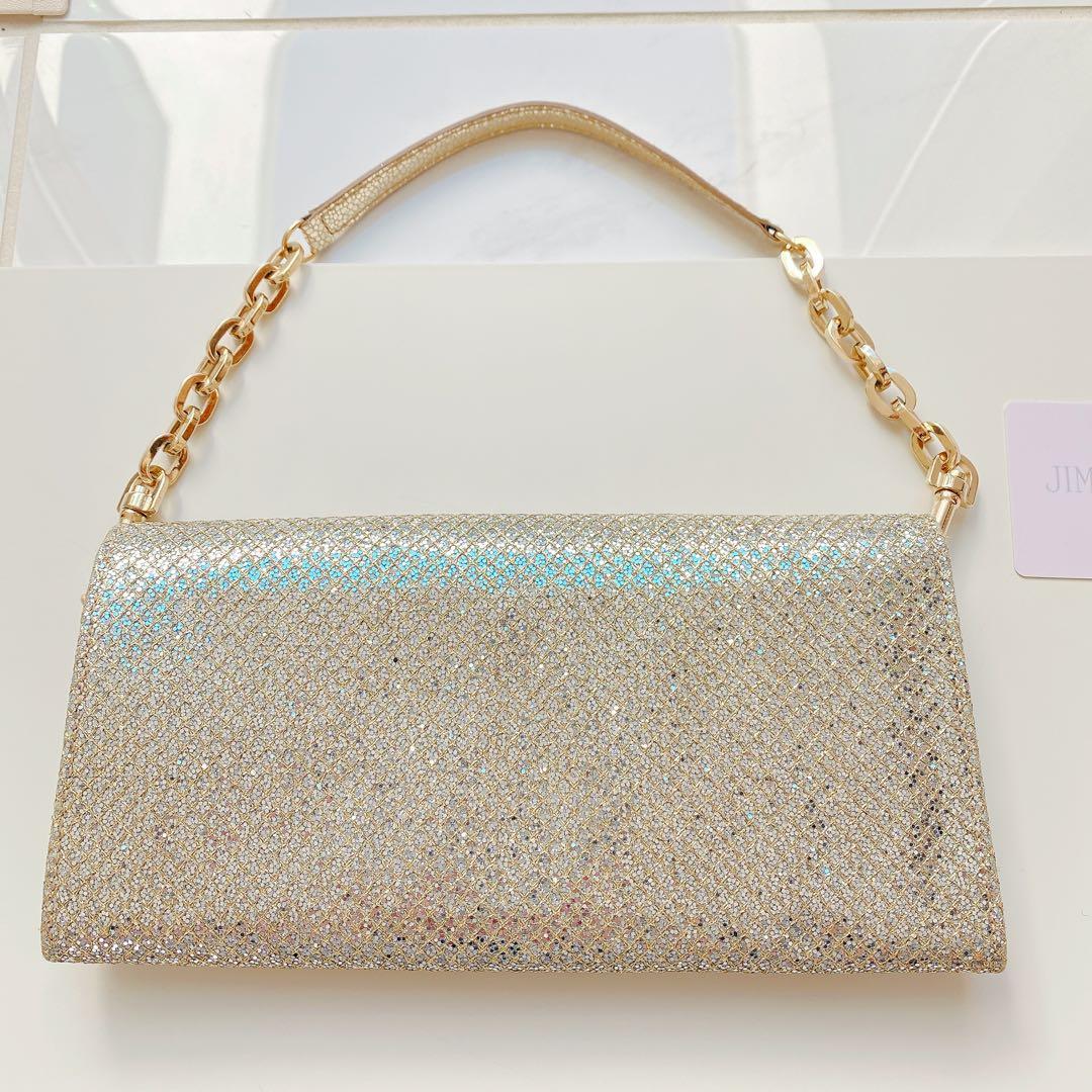 ジミーチュウ　ハンドバッグ　シルバー×ゴールド