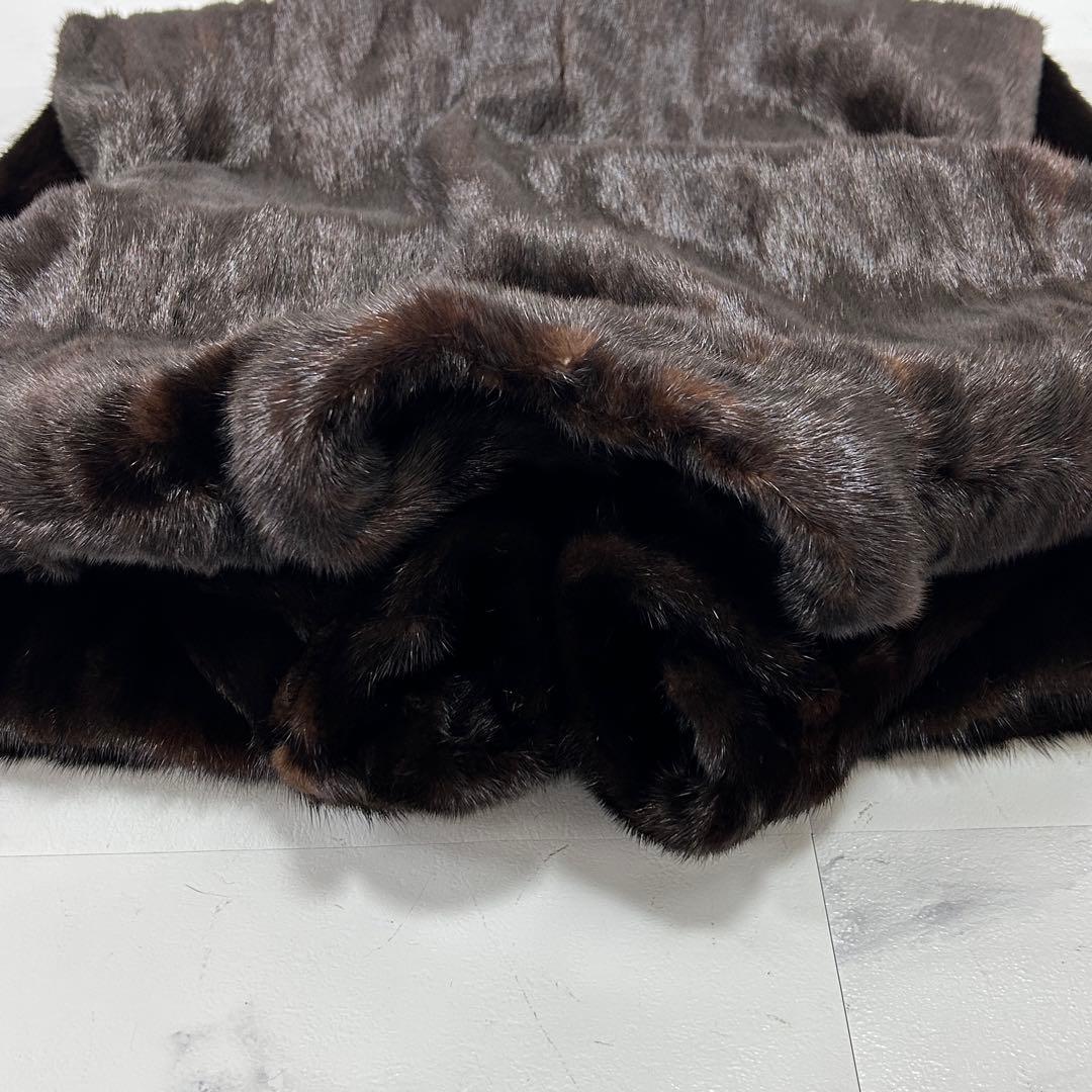 高級 着丈115cm ブラックミンク 毛皮 ロングコート 艶あり レディース