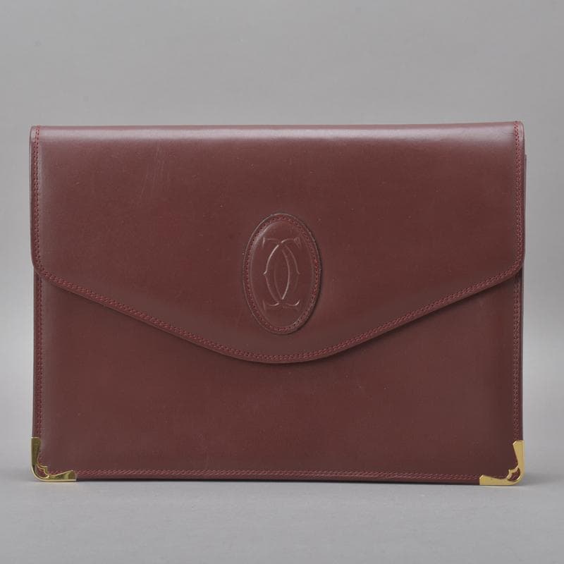 美品◇カルティエ マストライン クラッチバッグ 30 レザー ボルドー 箱付き