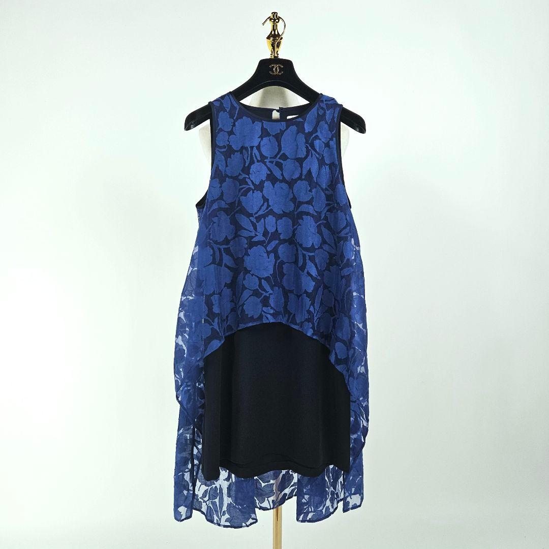 【極美品】フォクシーニューヨーク 花柄 レース ワンピース 40 ネイビー