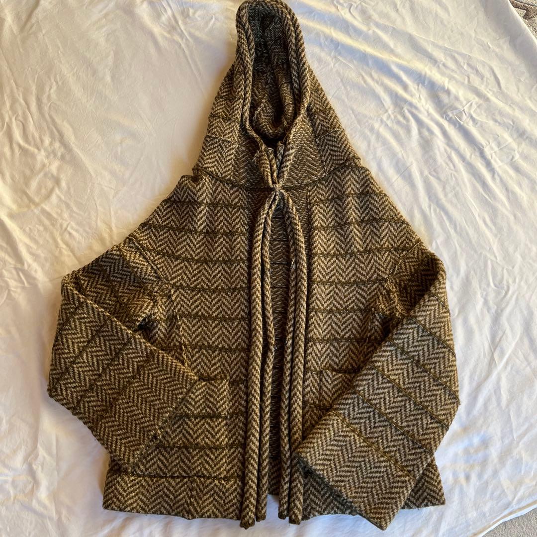 y'sヘリンボーン柄 フード付きジャケット