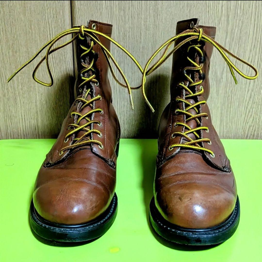 CAROLINA ワークブーツ ブラウン USA製 US8 踵 靴紐 新品