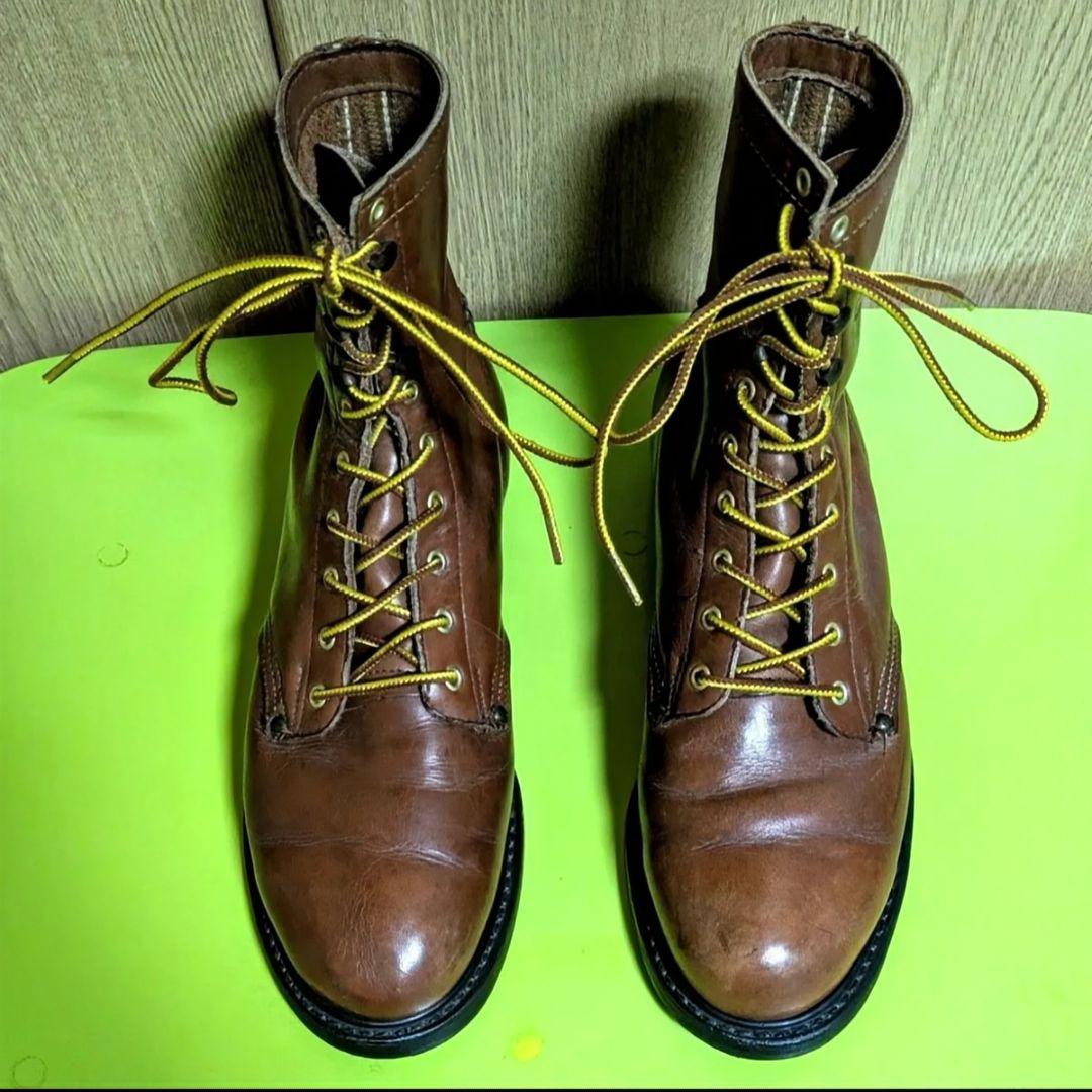 CAROLINA ワークブーツ ブラウン USA製 US8 踵 靴紐 新品