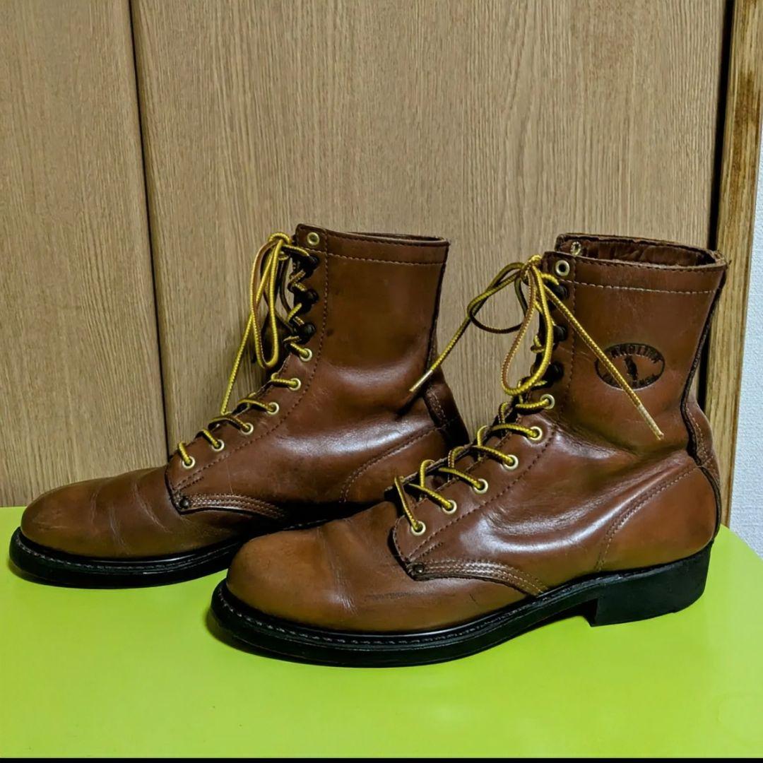CAROLINA ワークブーツ ブラウン USA製 US8 踵 靴紐 新品