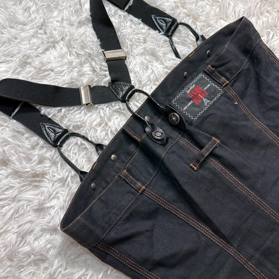 ジャンポールゴルチエ サスペンダー ブラックデニム つなぎ オーバーオール
