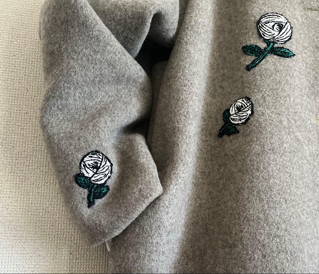 ミナペルホネン　rosy モカ　ウール　ロングコート　総裏　ハンドメイド