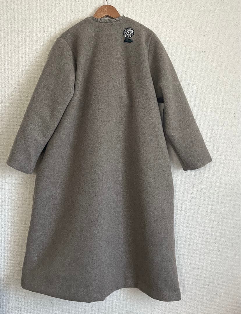 ミナペルホネン　rosy モカ　ウール　ロングコート　総裏　ハンドメイド