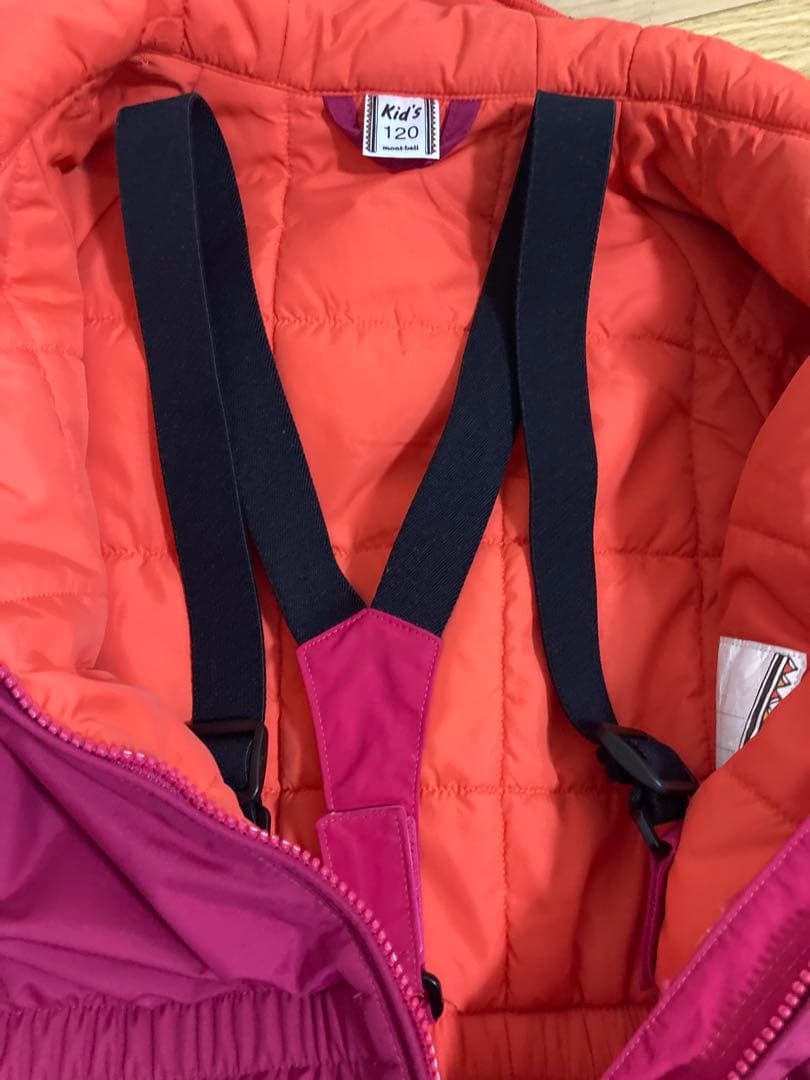 モンベル　スキーウェア120スーパードライテックカバーオール ピンク　美品