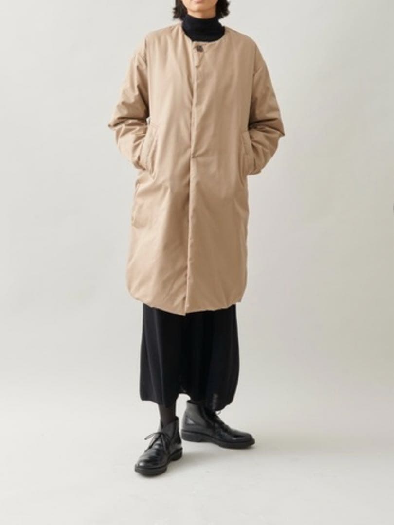 ロフトラボ LOFT LABOノーカラーダウンジャケットコート ベージュサイズ1