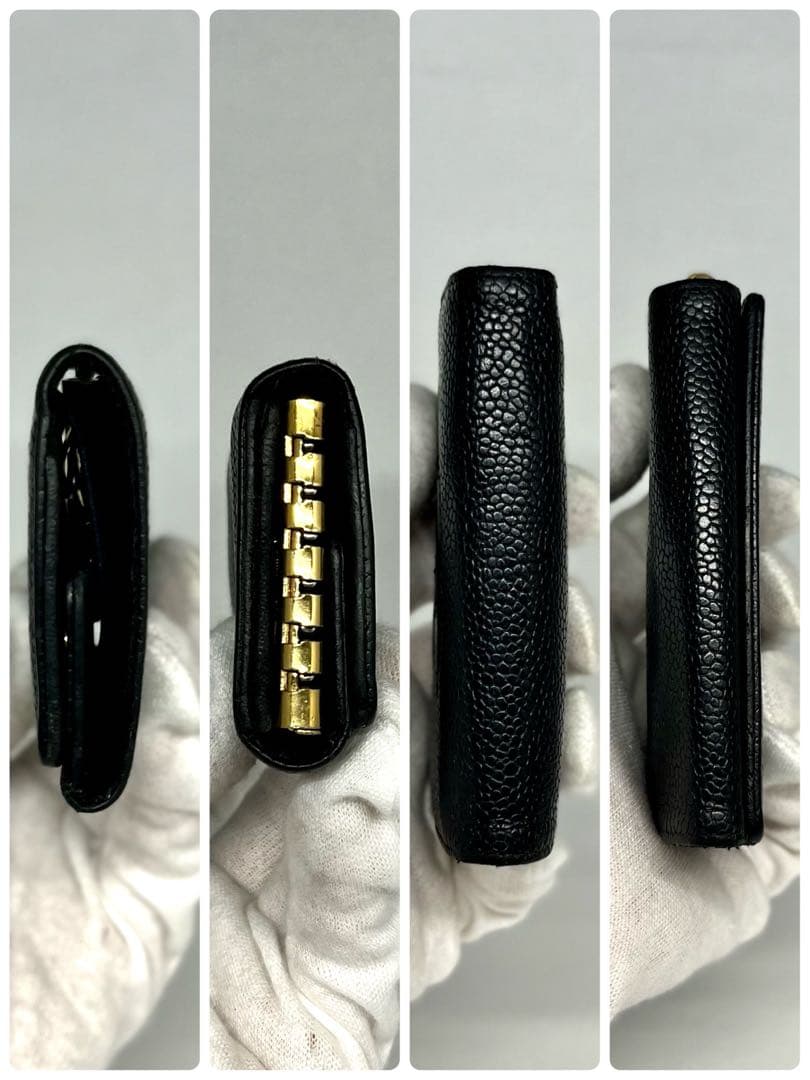 【未使用に近い】シャネル　ココマーク　キャビアスキン　ブラック　キーケース