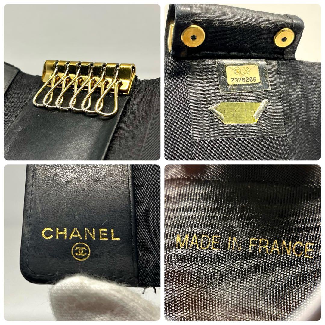 【未使用に近い】シャネル　ココマーク　キャビアスキン　ブラック　キーケース