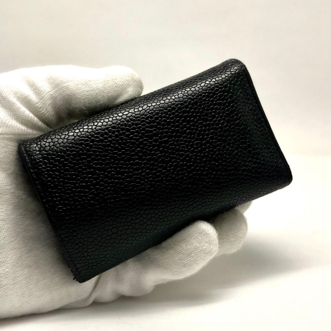 【未使用に近い】シャネル　ココマーク　キャビアスキン　ブラック　キーケース