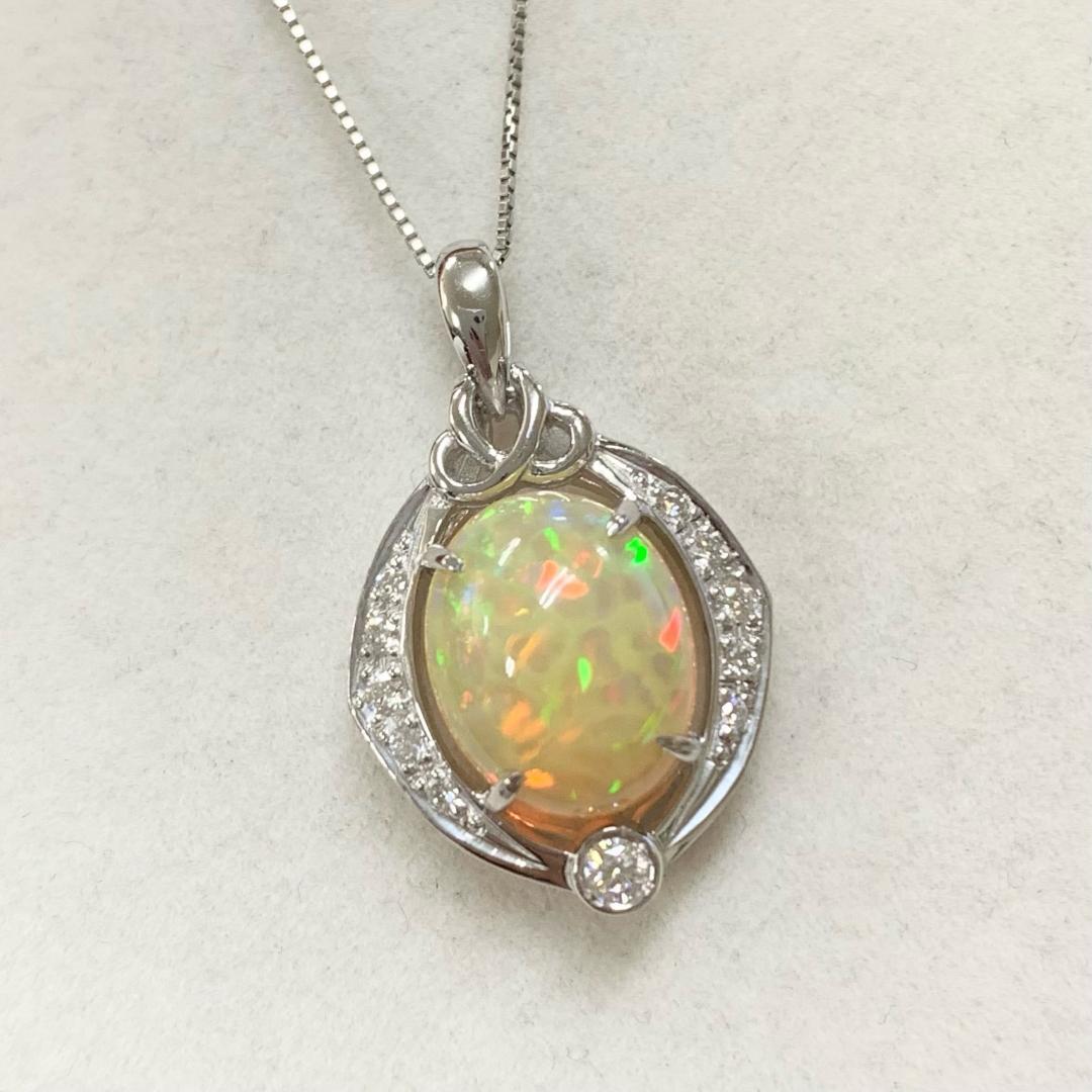 新品 エチオピア産 オパール ダイヤモンド ネックレス 2.33ct プラチナ