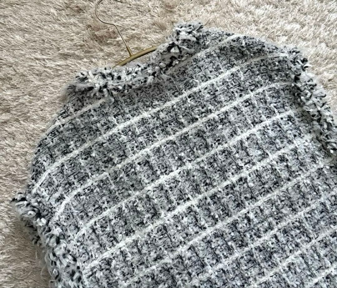 最終SALE【ユナイテッドアローズ】Vネック ミックスチェックツイードベスト