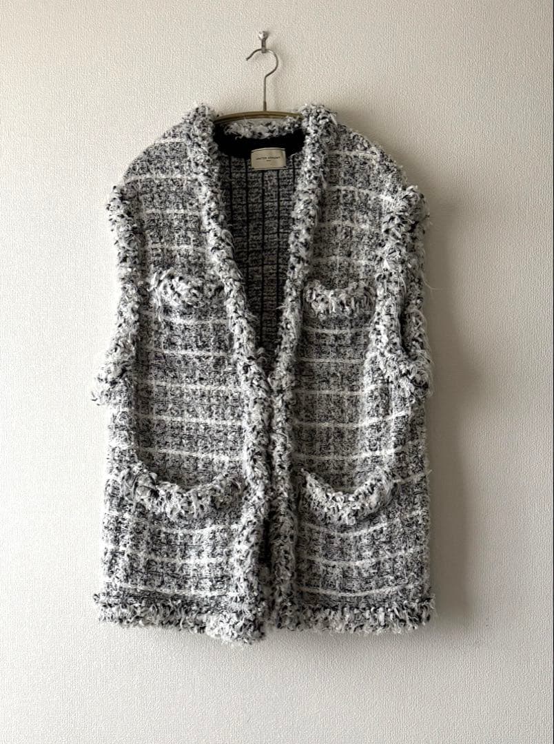 最終SALE【ユナイテッドアローズ】Vネック ミックスチェックツイードベスト