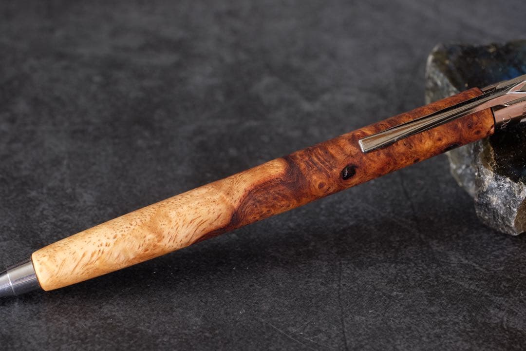 PG5木軸カスタム0225　高村杢工房 製図用シャープペンシル 花梨瘤紅白