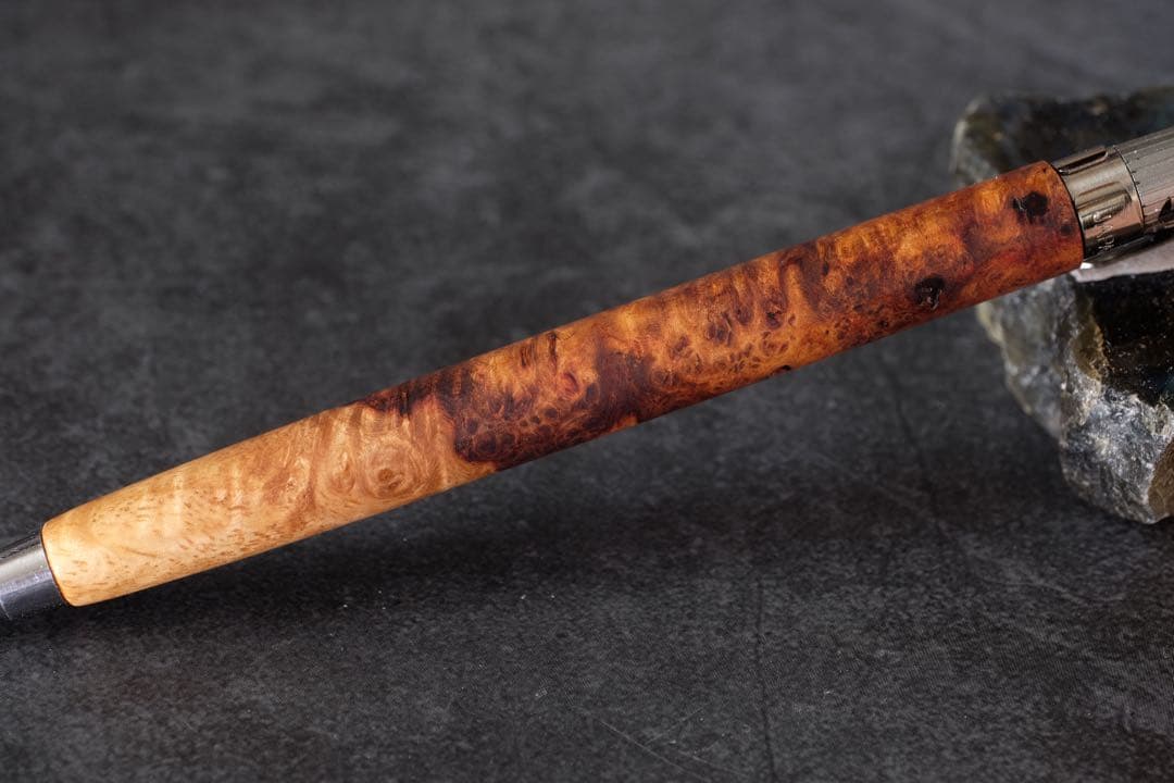 PG5木軸カスタム0225　高村杢工房 製図用シャープペンシル 花梨瘤紅白