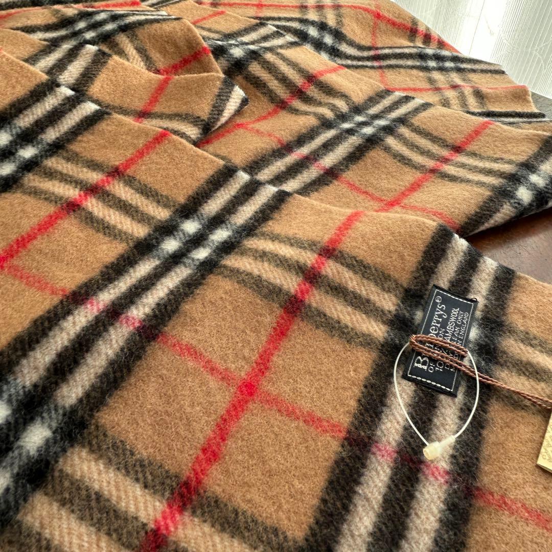 Burberrys ラムウール100%ノバチェックマフラー　キャメル　未使用！