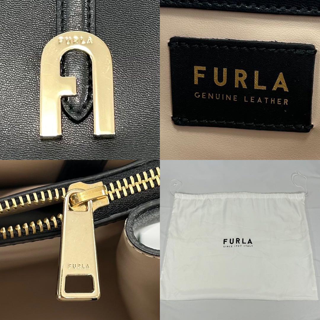 【未使用級/現行に近い/保存袋付】フルラ ソフィア トートバッグ レザー 黒