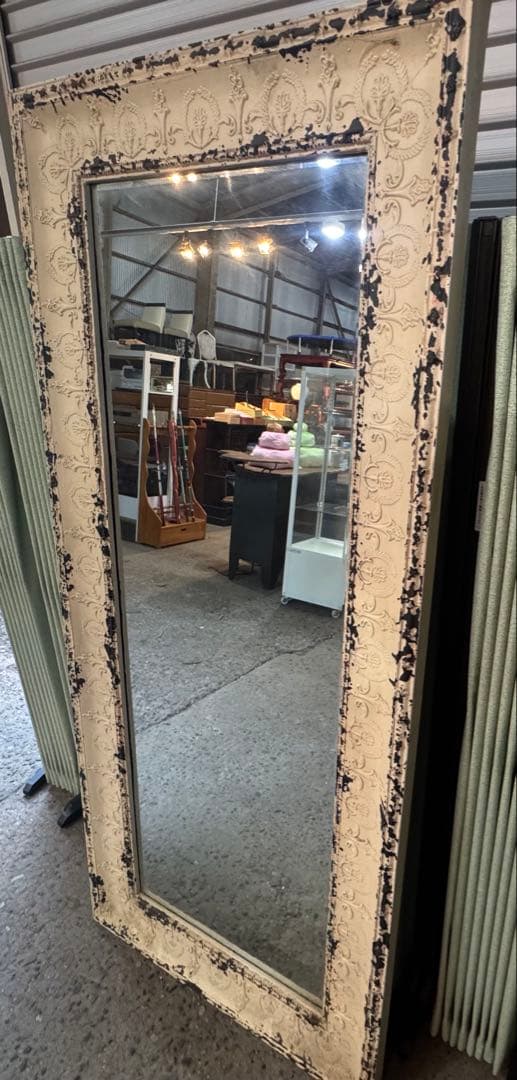 アンティーク 特大ミラー ビンテージ調 アイアン装飾 姿見