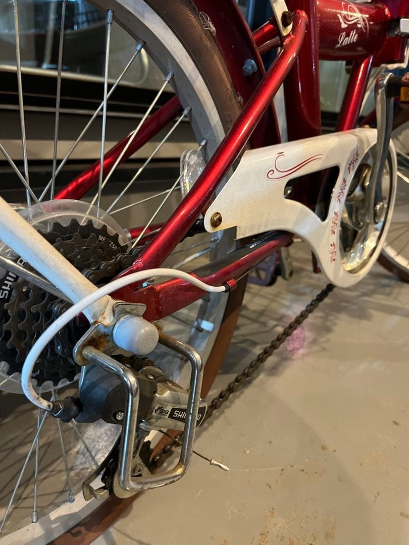 折りたたみ自転車 20インチ 赤×ブラウン