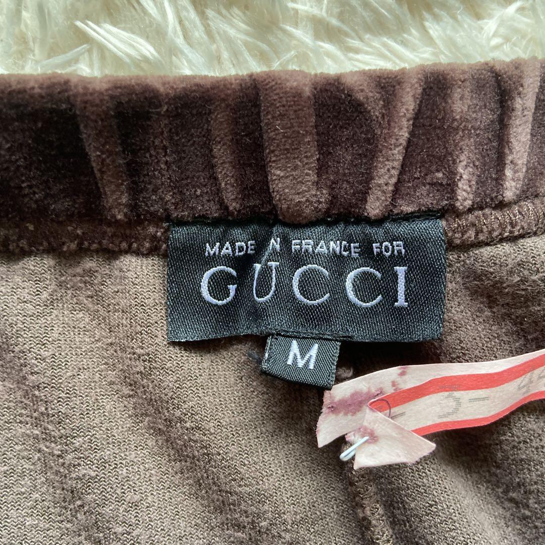 GUCCI イタリア製　ベロアパンツ　M ブラウン　ウエストゴム　ストレッチ