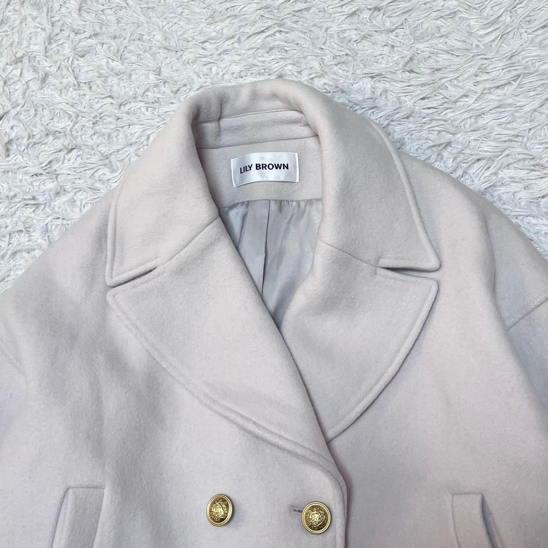 Lily Brown ダブルボタンショートコート 23AW アイボリー