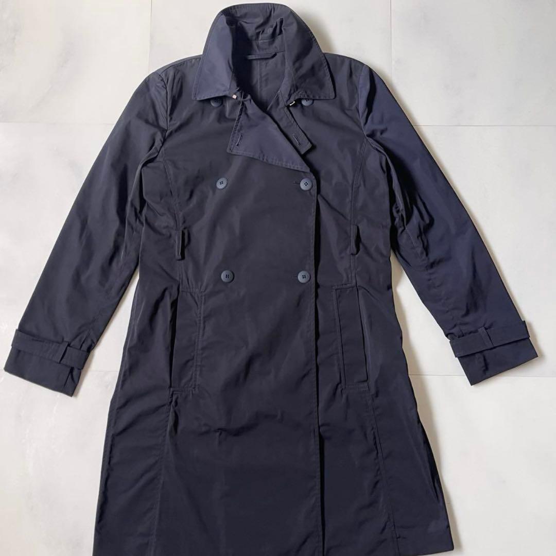 極美品 マックスマーラ トレンチコート ビジュー付き ベルト 40 ネイビー L