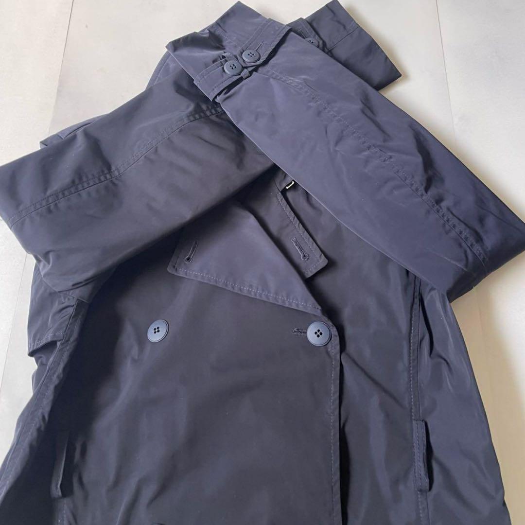 極美品 マックスマーラ トレンチコート ビジュー付き ベルト 40 ネイビー L