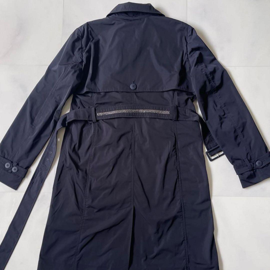 極美品 マックスマーラ トレンチコート ビジュー付き ベルト 40 ネイビー L