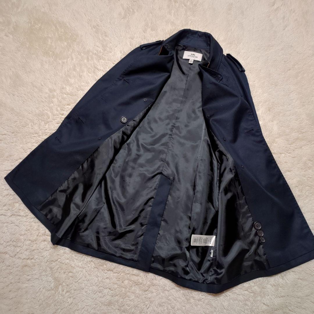 美品！COACH　ロングトレンチコート　ダブル　ネイビー　サイズS　ベルト付き
