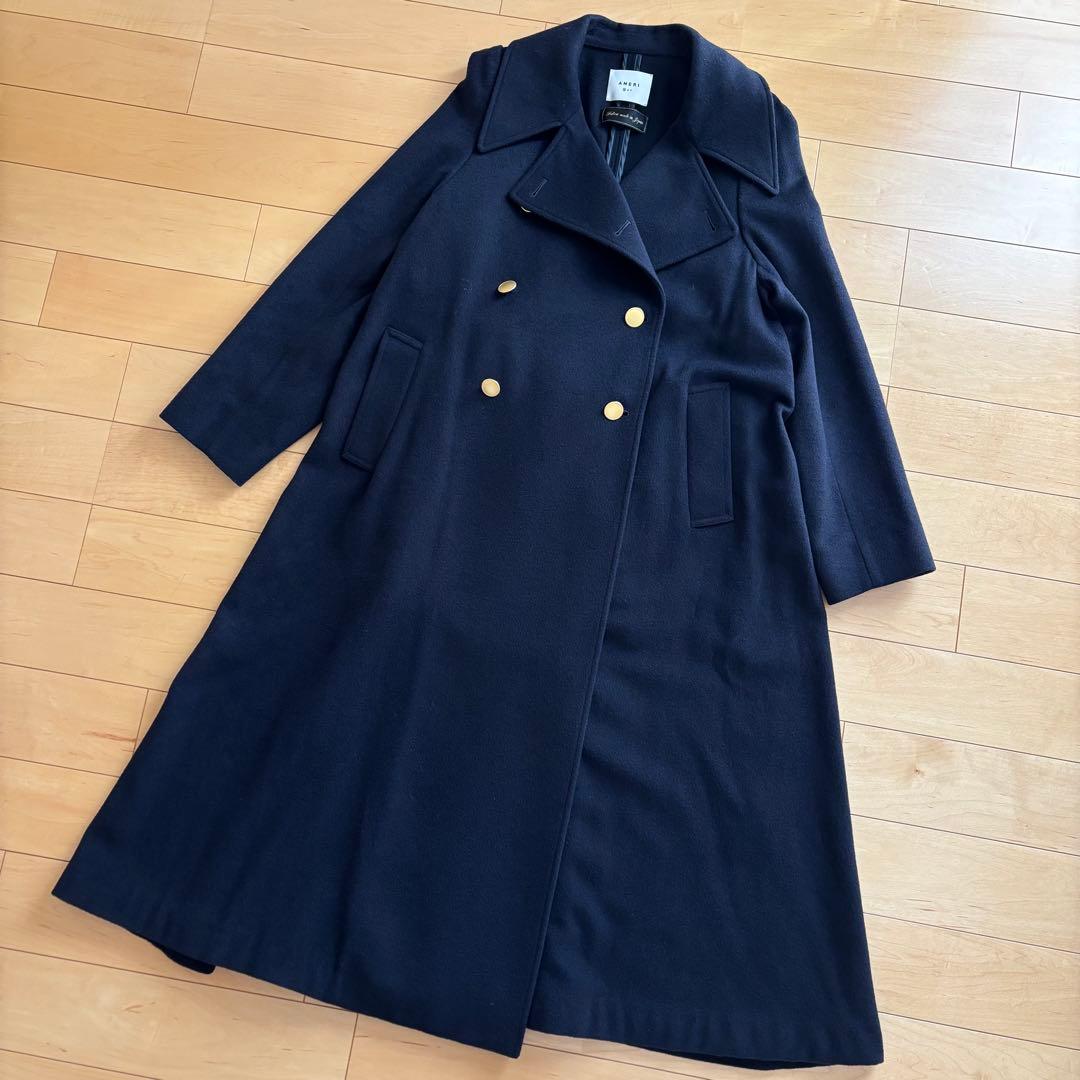 Ameri　CHARME FLARE LONG COAT ネイビー 金ボタン S